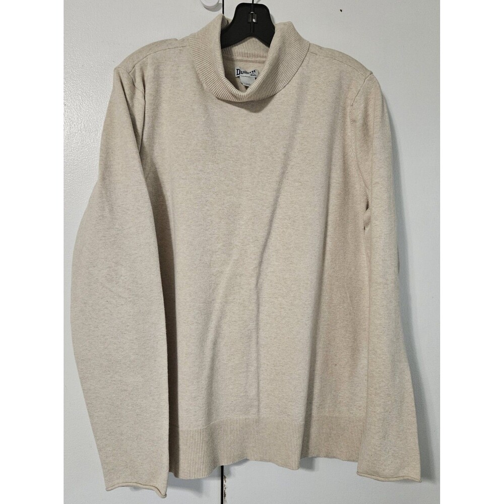 Duluth Trading Co Womens XXL Beige Turtleneck Sweater Cotton Blend Stretch...
